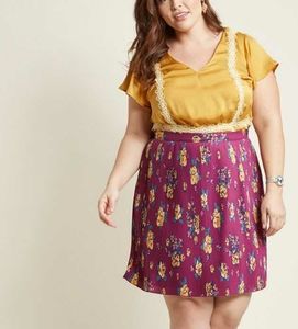 EUC Modcloth Pleated Chiffon Floral Skirt 3X